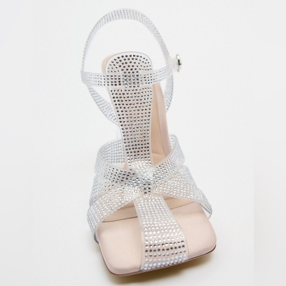 NWT Zara Vinyl Heeled Cage Sandals - Picture 5 of 6